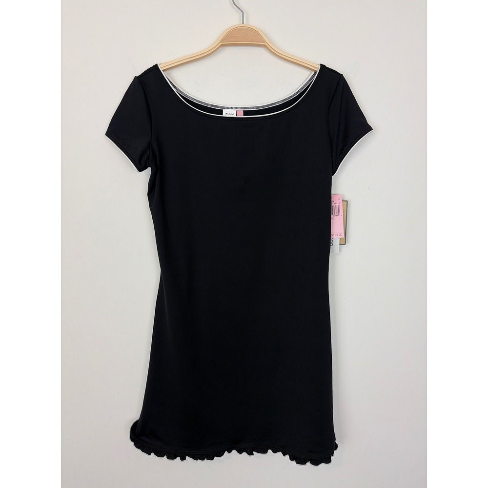 Juicy Couture Beach Royalty Cover Up‎ Swim Dress Black Sz S Y2K Mini Ruffle Trim